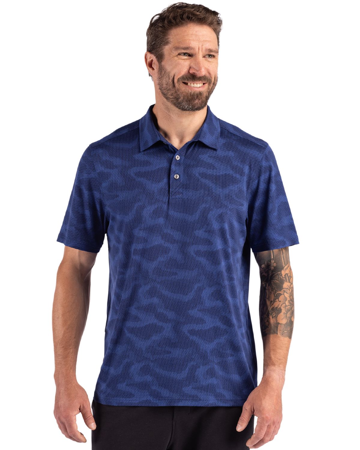 Cutter & Buck Coastline Recycled Double Peached Camo Print Mens Polo