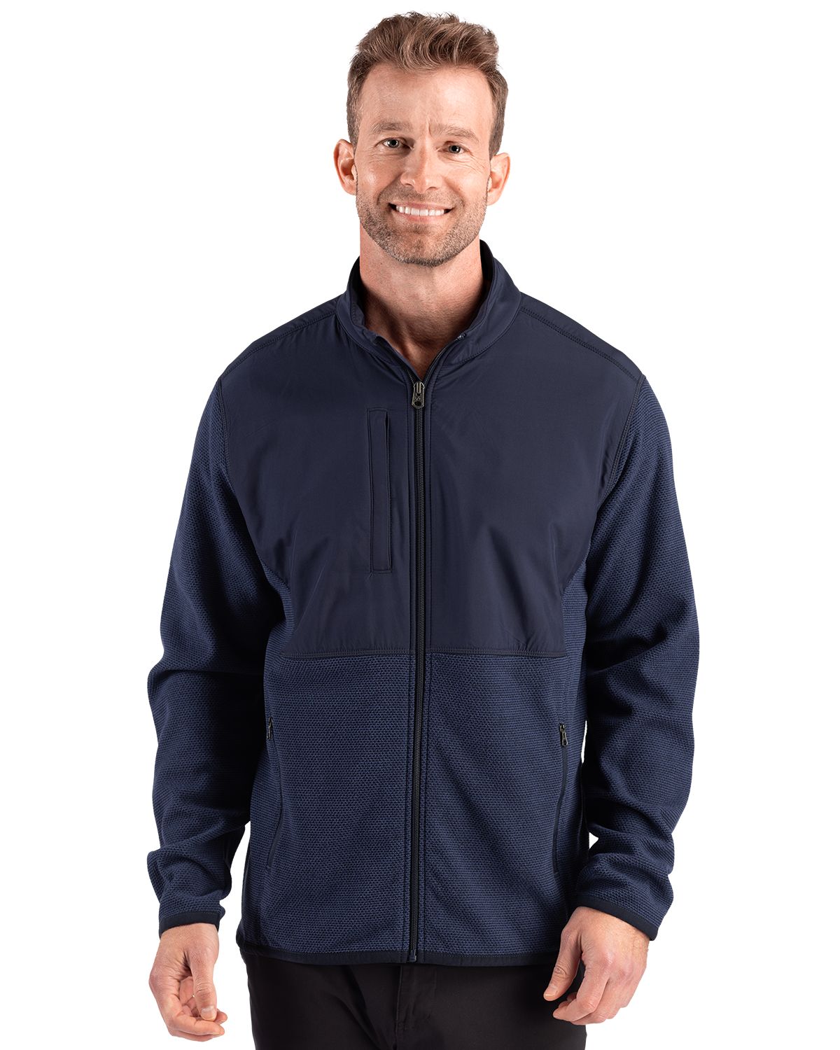 Cutter & Buck Hunts Point Recycled Fleece Mens Hybrid Full Zip Jacket