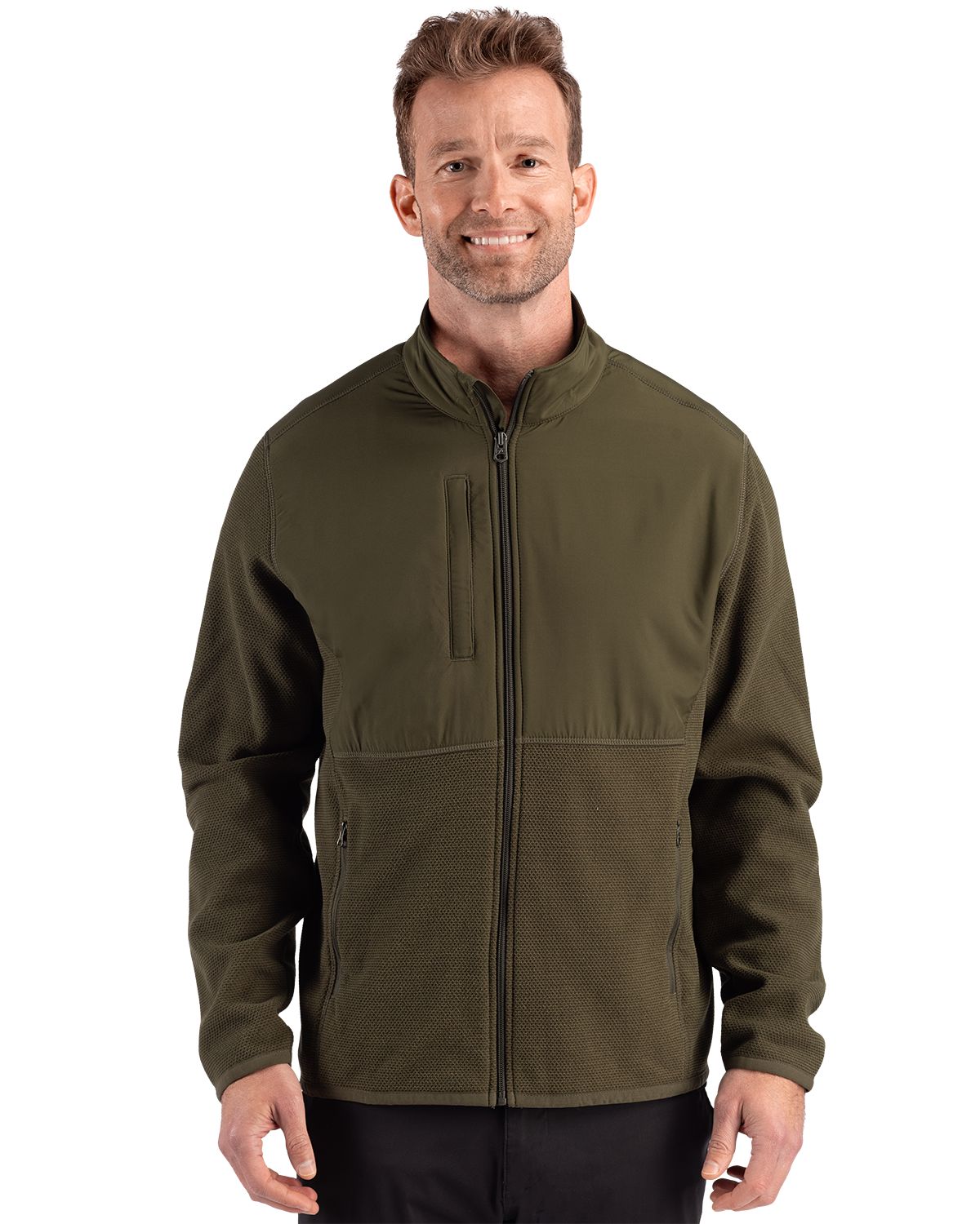 Cutter & Buck Hunts Point Recycled Fleece Mens Hybrid Full Zip Jacket