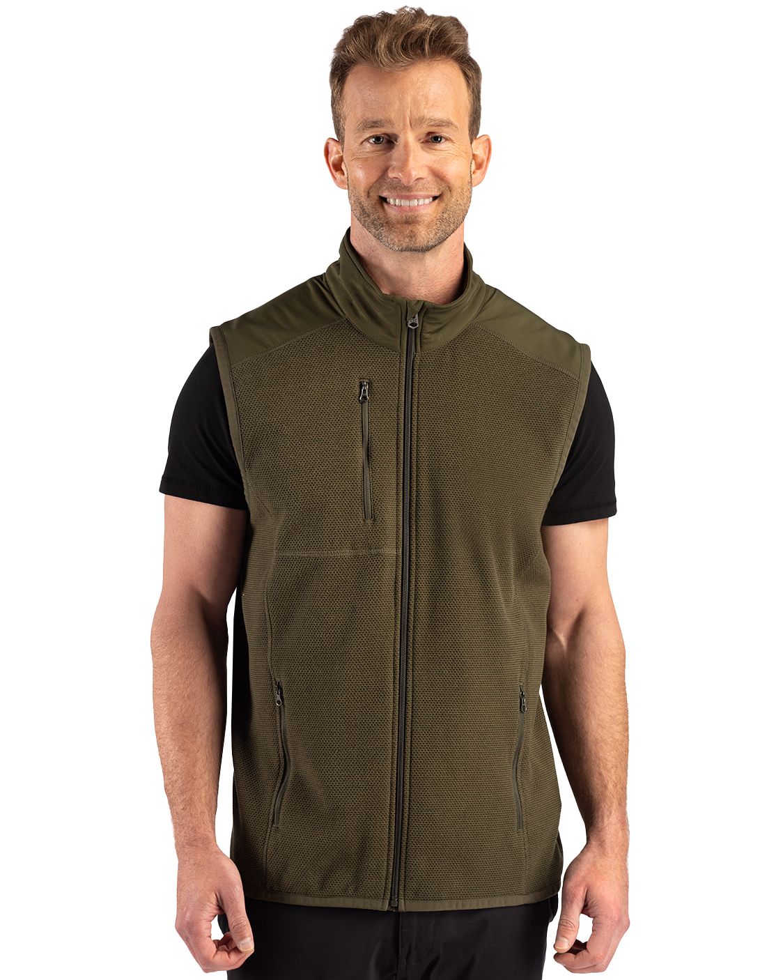 Cutter & Buck Hunts Point Recycled Fleece Mens Hybrid Full Zip Vest