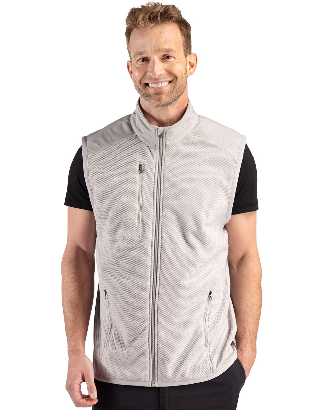 Cutter & Buck Hunts Point Recycled Fleece Mens Hybrid Full Zip Vest