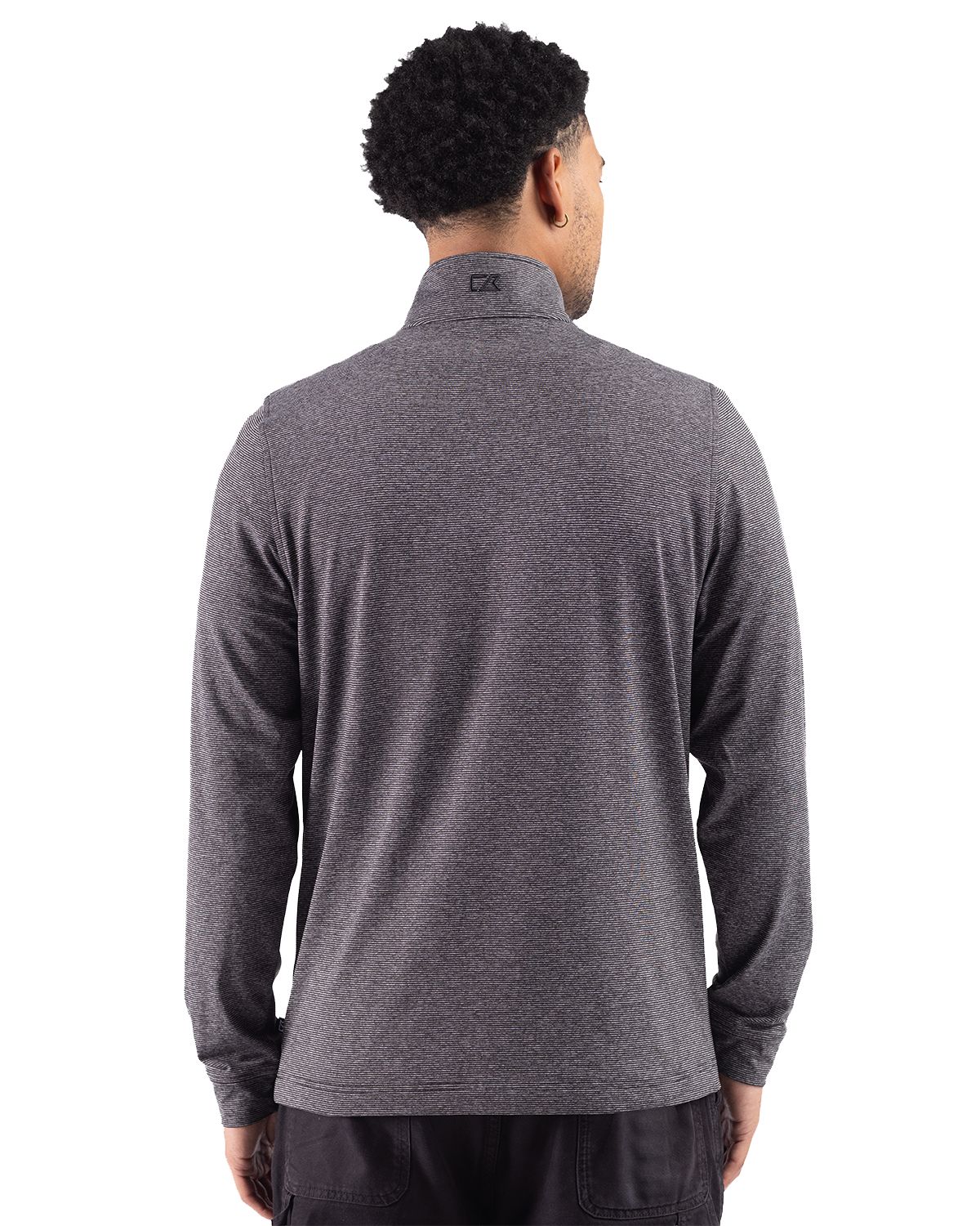 Cutter & Buck Adapt Recycled Soft Knit Stripe Mens Big & Tall Quarter Zip Pullover