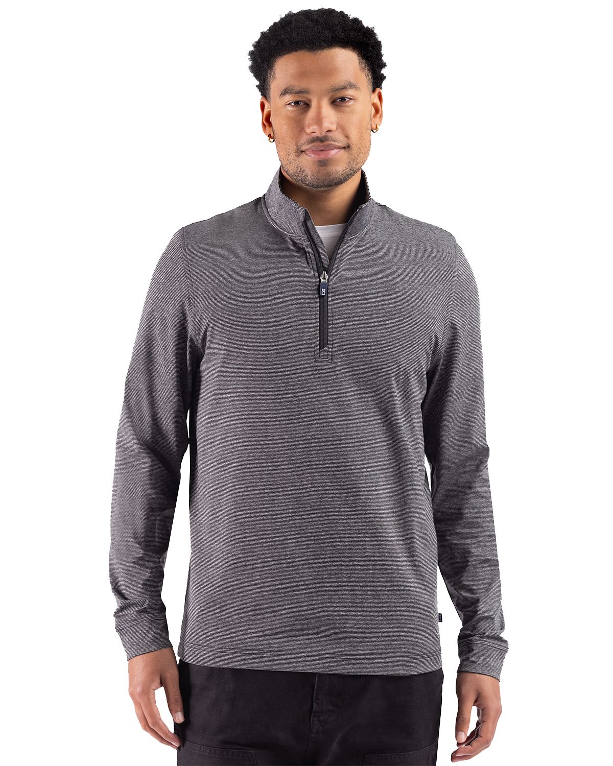 Cutter & Buck Adapt Recycled Soft Knit Stripe Mens Quarter Zip Pullover