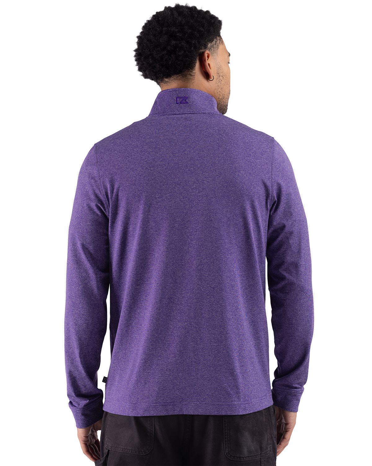 Cutter & Buck Adapt Recycled Soft Knit Stripe Mens Quarter Zip Pullover