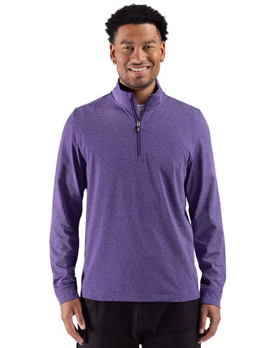 Cutter & Buck Adapt Recycled Soft Knit Stripe Mens Quarter Zip Pullover