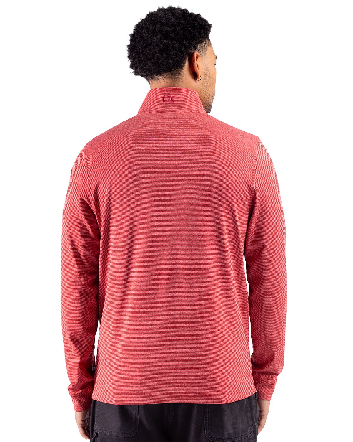 Cutter & Buck Adapt Recycled Soft Knit Stripe Mens Quarter Zip Pullover
