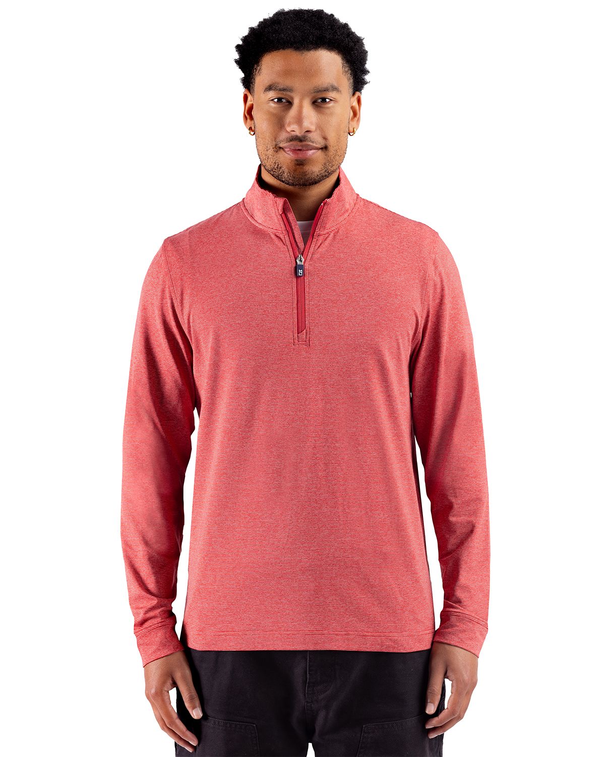 Cutter & Buck Adapt Recycled Soft Knit Stripe Mens Quarter Zip Pullover