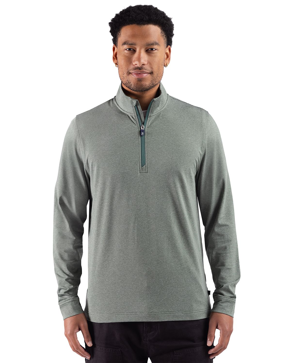 Cutter & Buck Adapt Recycled Soft Knit Stripe Mens Quarter Zip Pullover