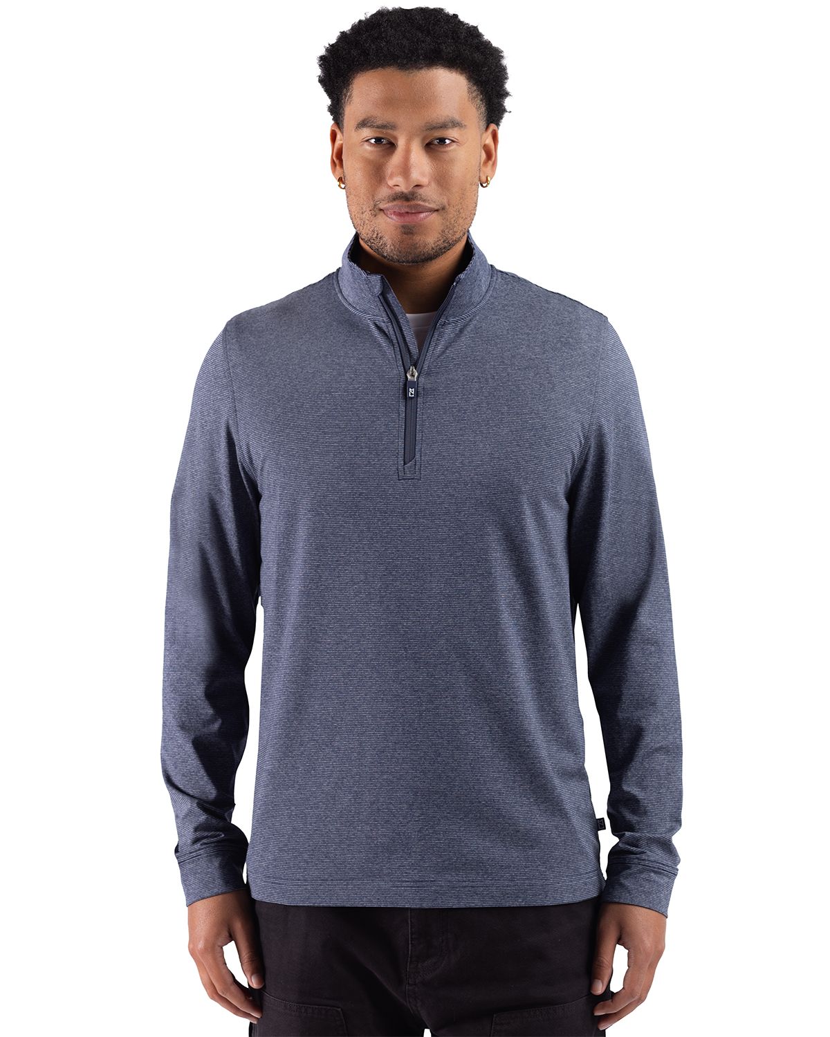 Cutter & Buck Adapt Recycled Soft Knit Stripe Mens Quarter Zip Pullover