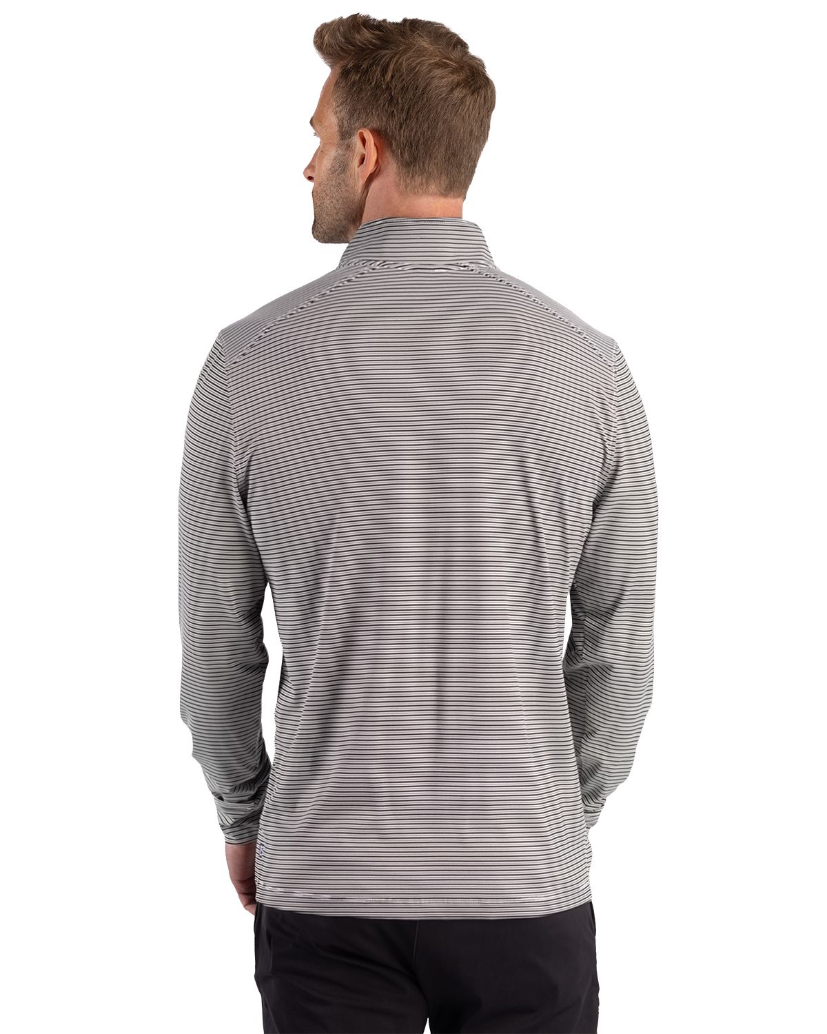Cutter & Buck Forge Recycled Double Stripe Four-Way Stretch Mens Quarter Zip Pullover