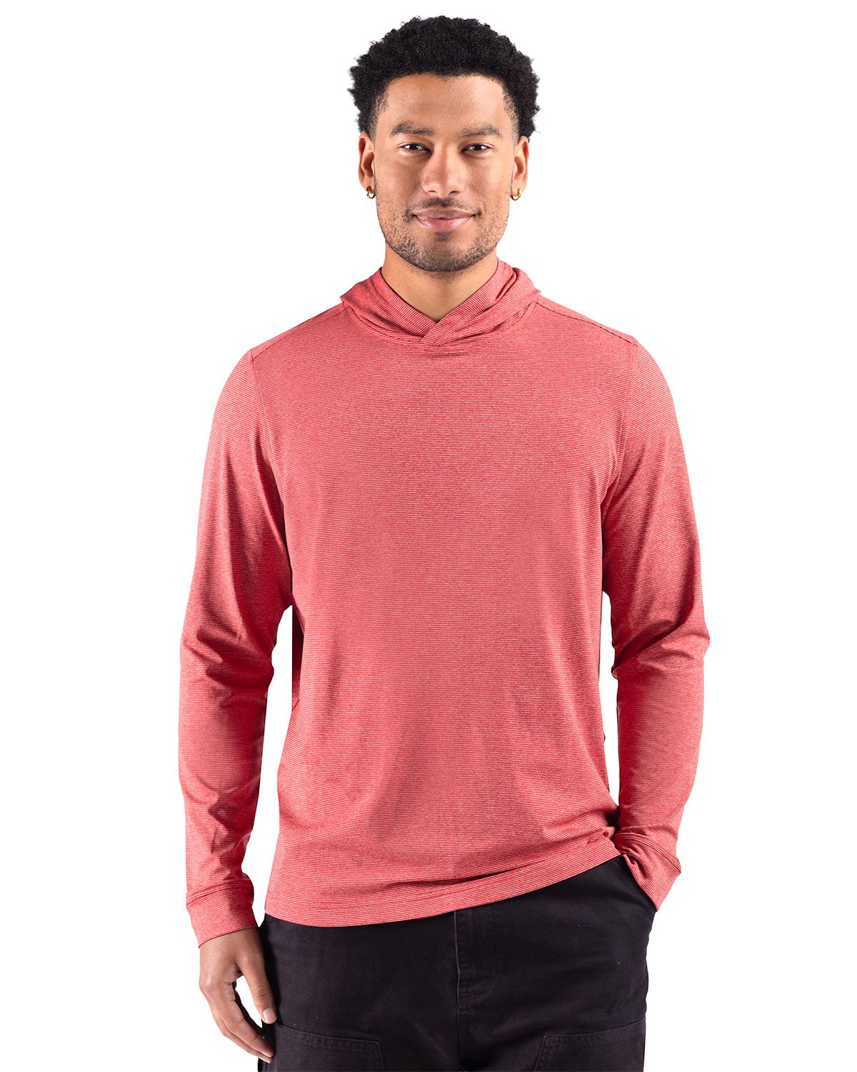 Cutter & Buck Adapt Recycled Soft Knit Stripe Mens Hooded Pullover
