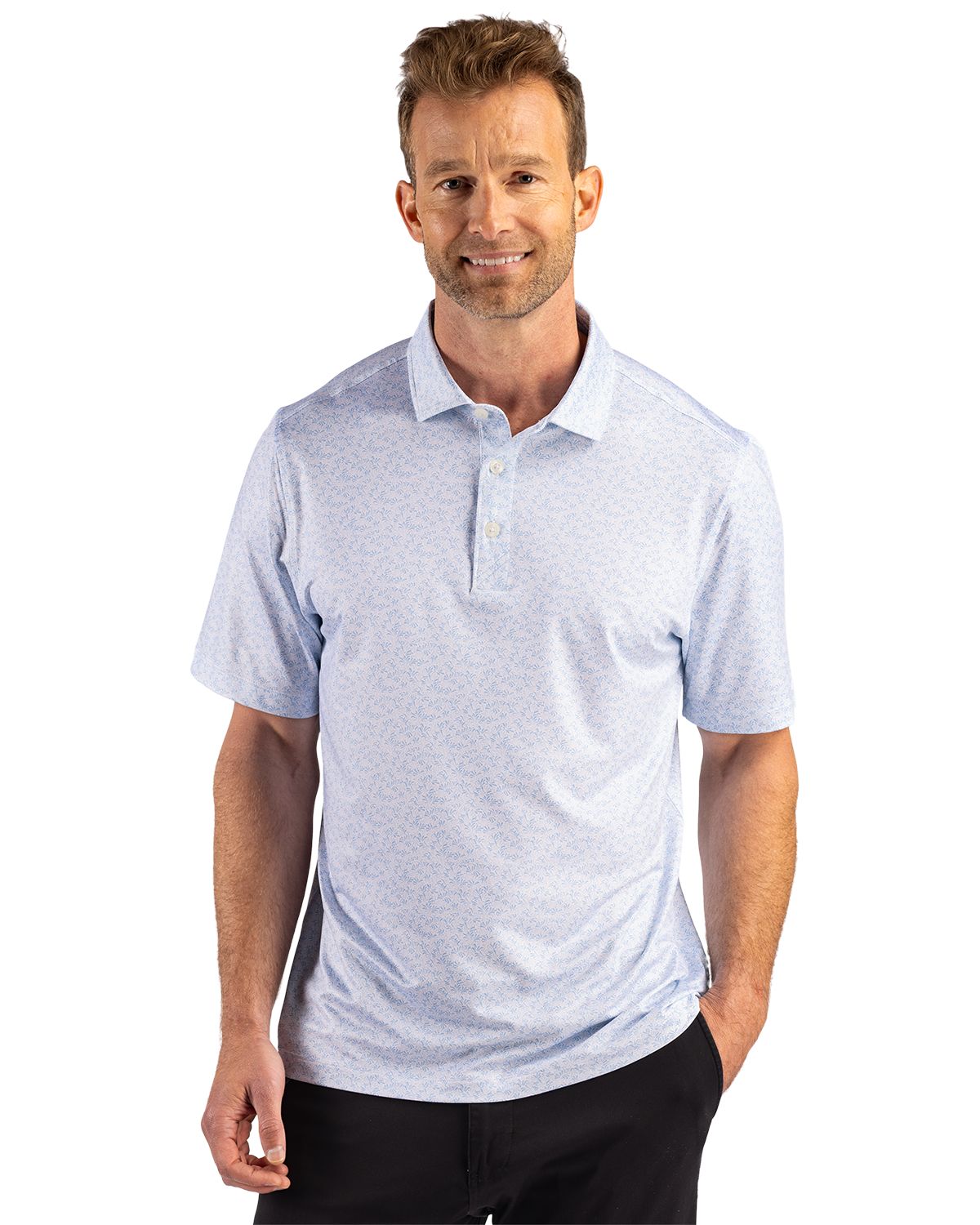 Cutter & Buck Pike Recycled Fern Print Mens Polo