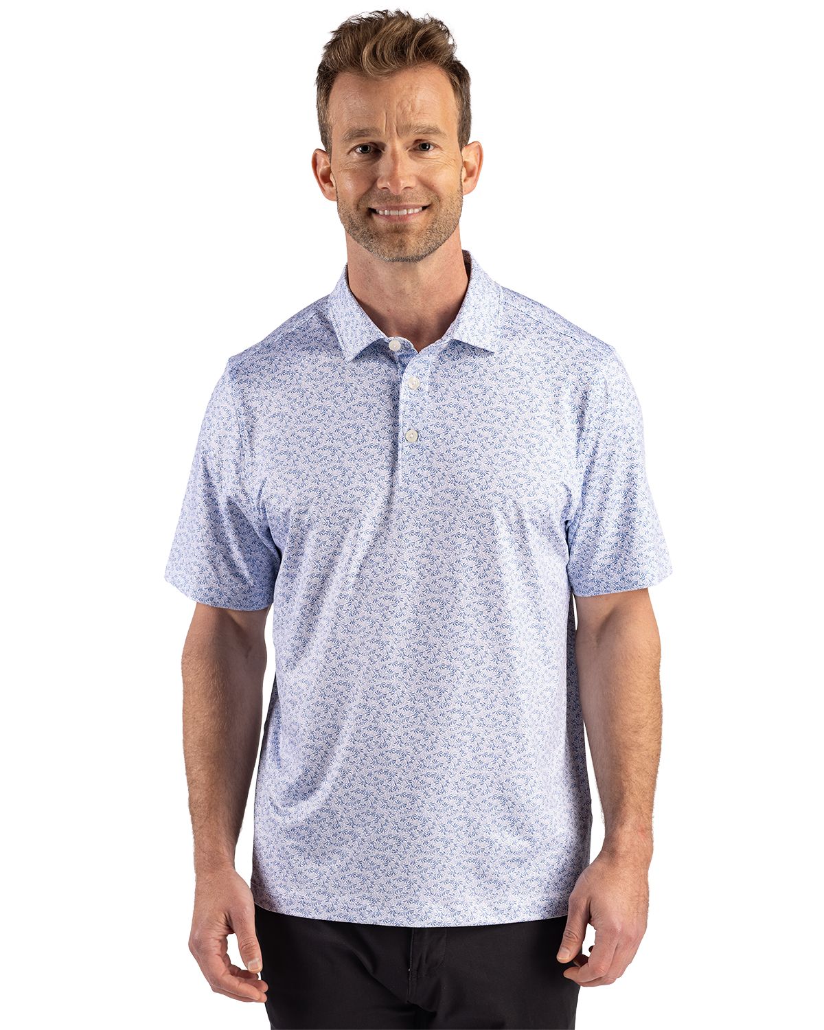 Cutter & Buck Pike Recycled Fern Print Mens Polo