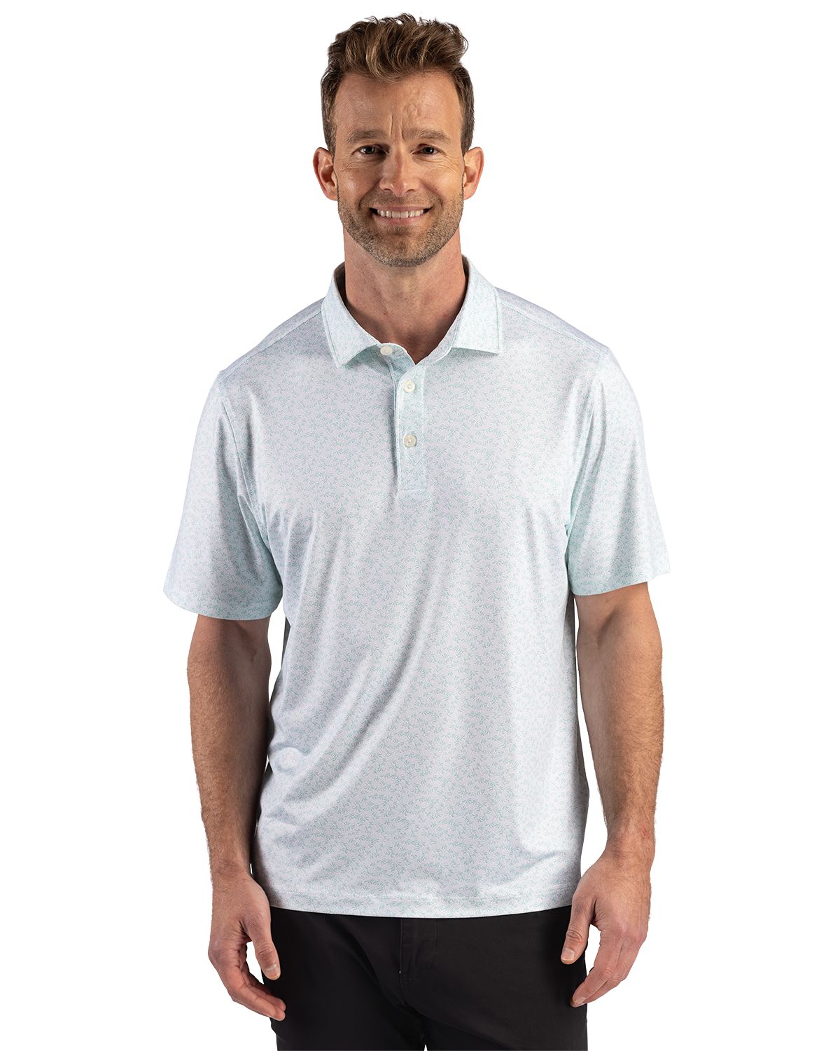 Cutter & Buck Pike Recycled Fern Print Mens Polo