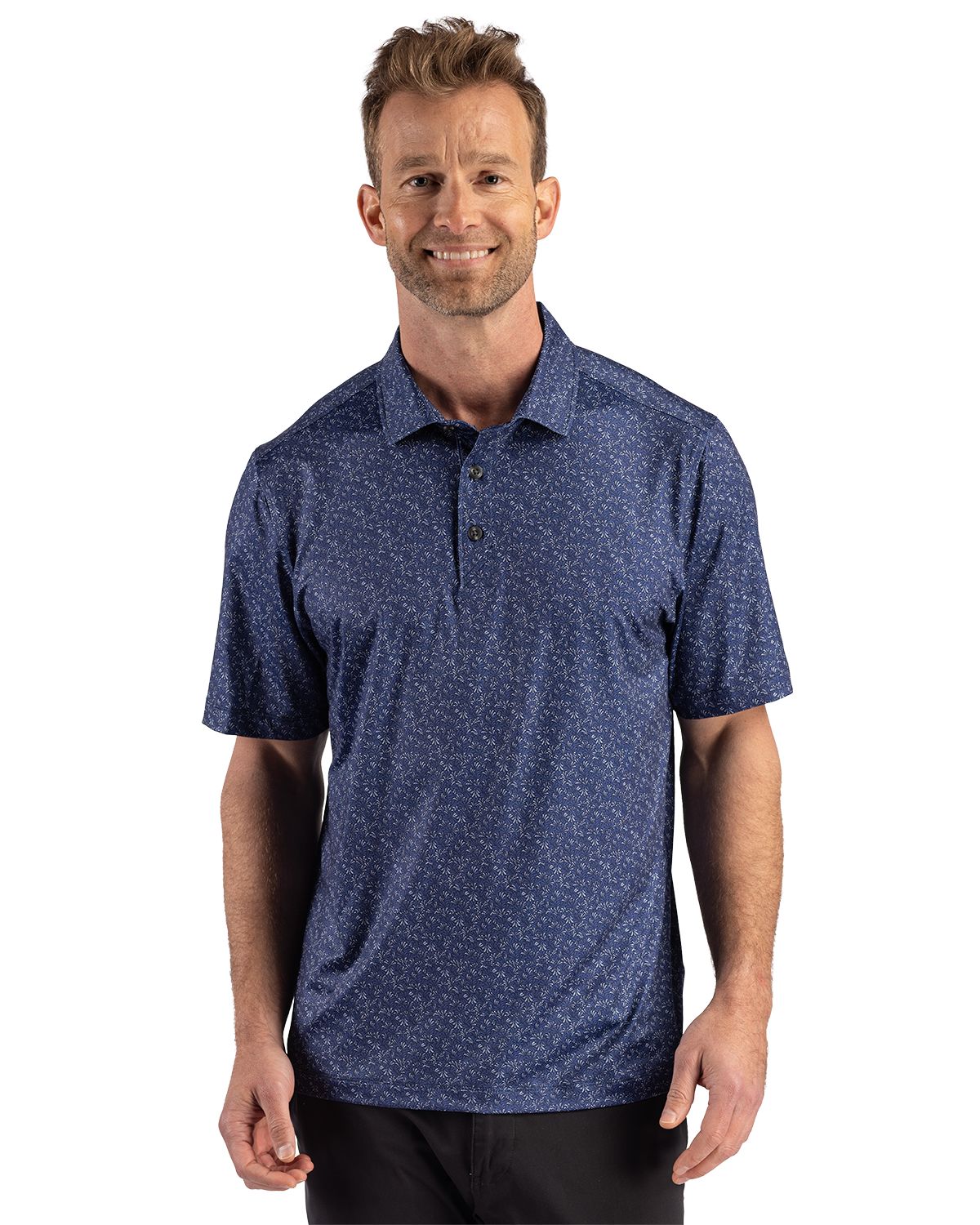 Cutter & Buck Pike Recycled Fern Print Mens Big & Tall Polo