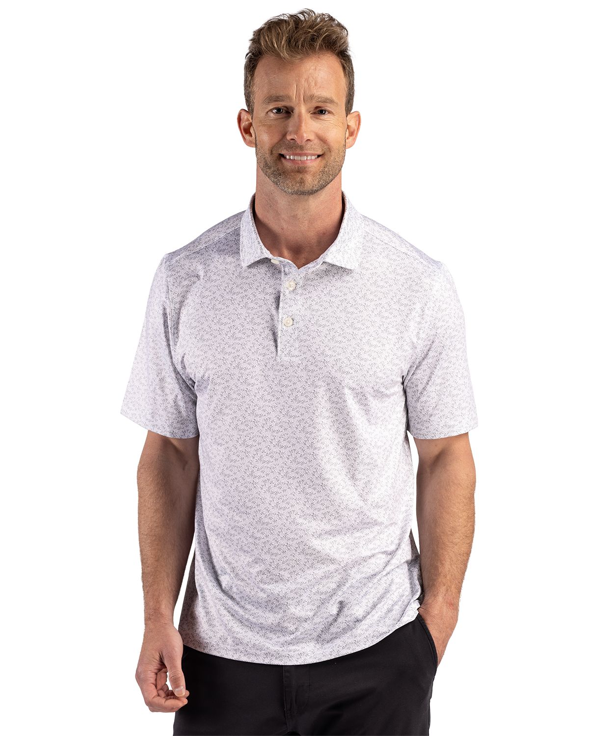 Cutter & Buck Pike Recycled Fern Print Mens Big & Tall Polo