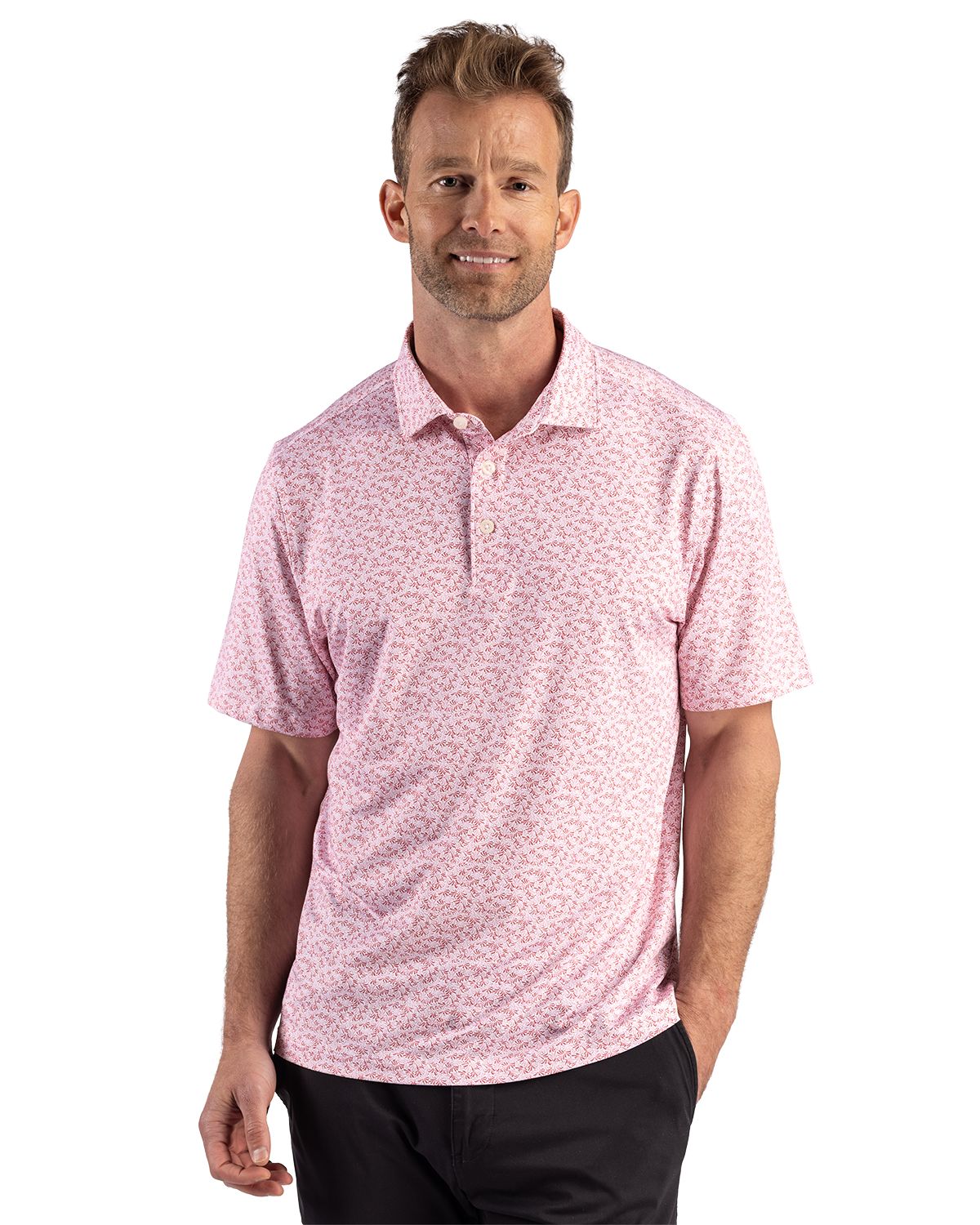 Cutter & Buck Pike Recycled Fern Print Mens Polo