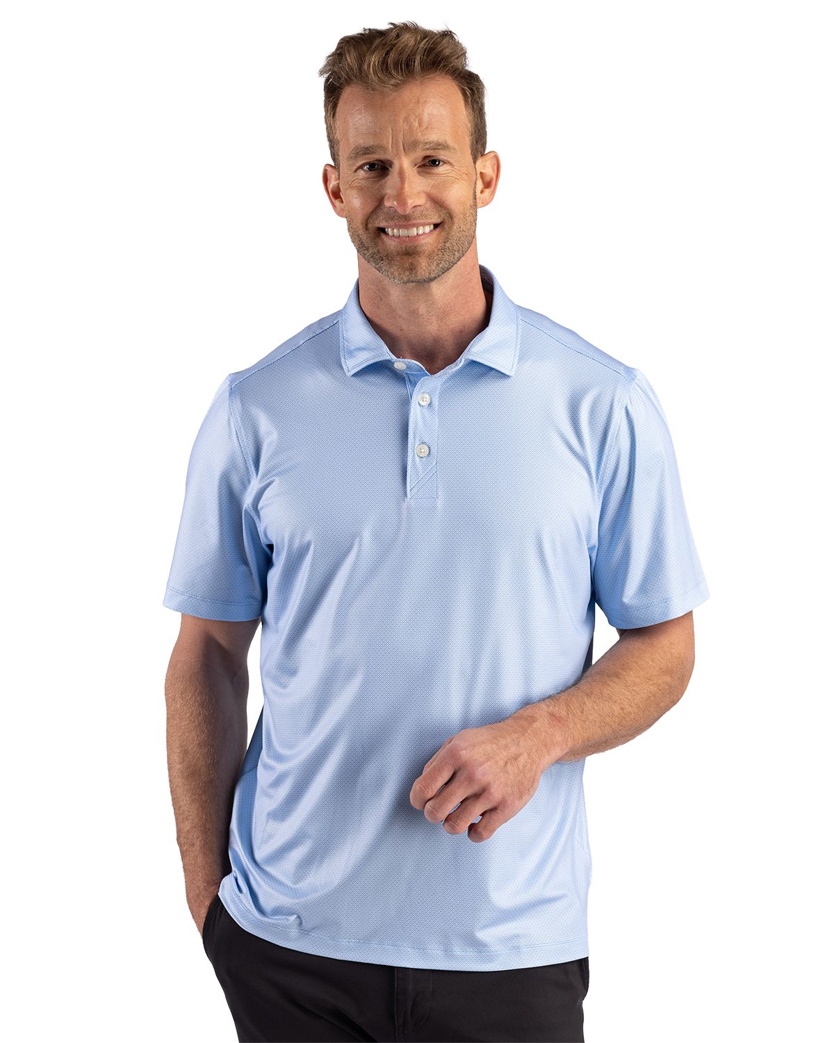 Cutter & Buck Pike Recycled Lattice Print Mens Polo