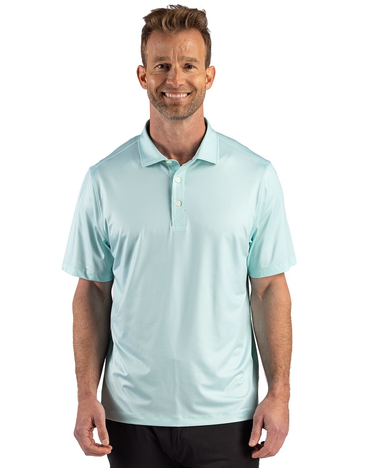 Cutter & Buck Pike Recycled Lattice Print Mens Polo