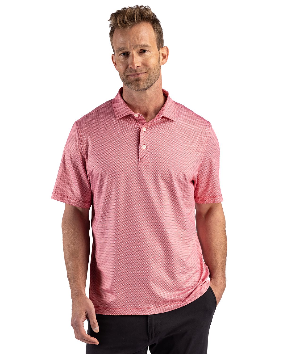 Cutter & Buck Pike Recycled Lattice Print Mens Big & Tall Polo