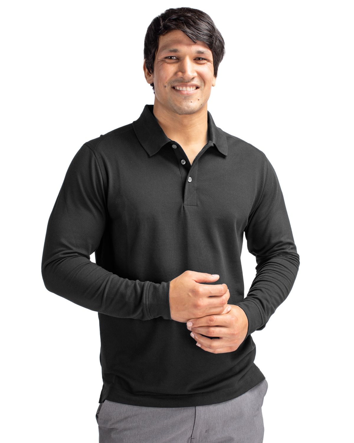 Cutter & Buck Advantage Epic Confidence Recycled Tri-Blend Pique Mens Long Sleeve Polo