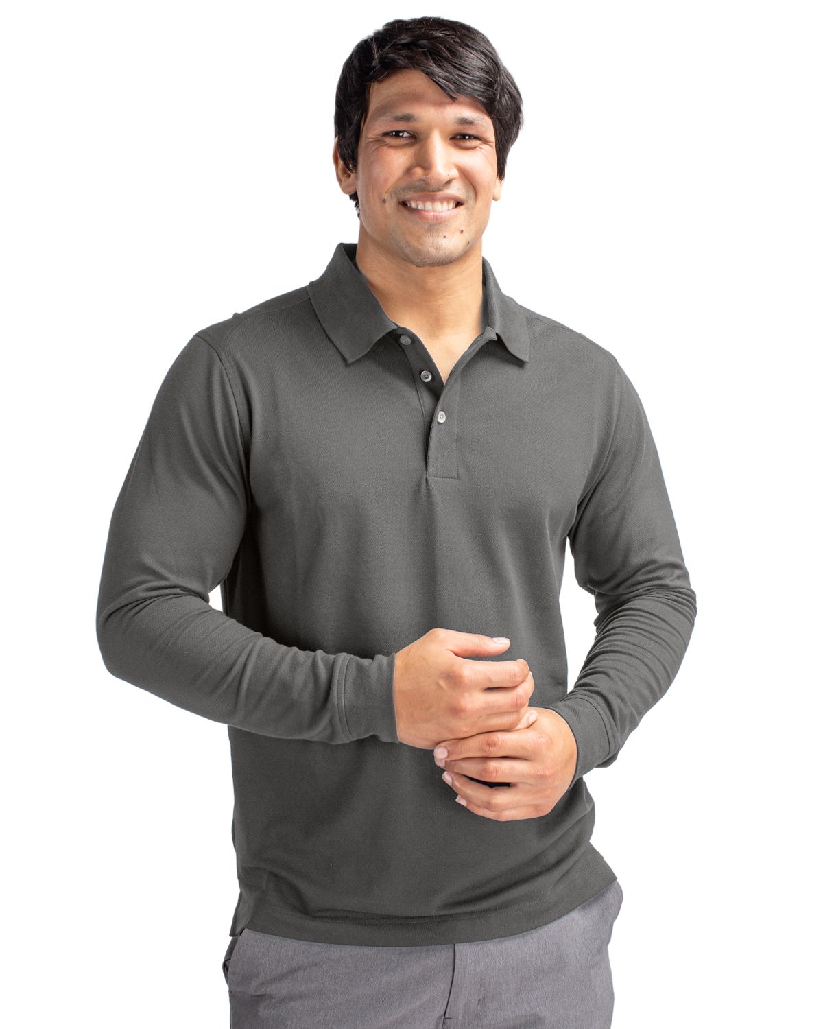 Cutter & Buck Advantage Epic Confidence Recycled Tri-Blend Pique Mens Big & Tall Long Sleeve Polo