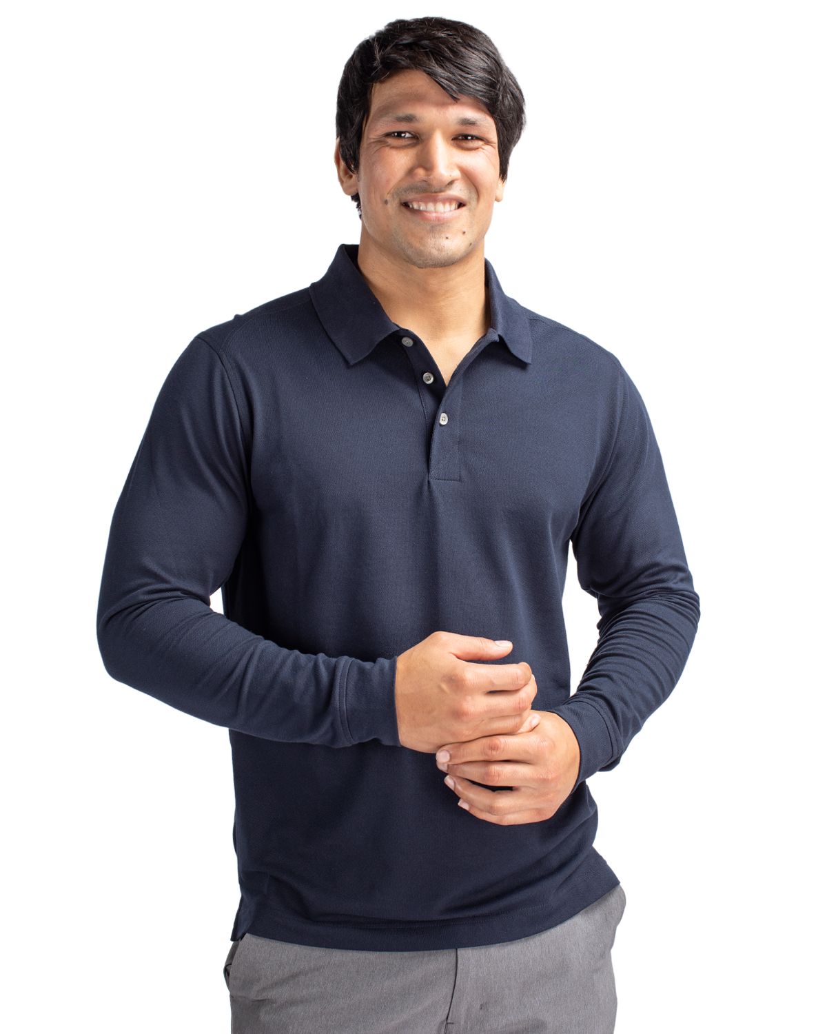 Cutter & Buck Advantage Epic Confidence Recycled Tri-Blend Pique Mens Long Sleeve Polo