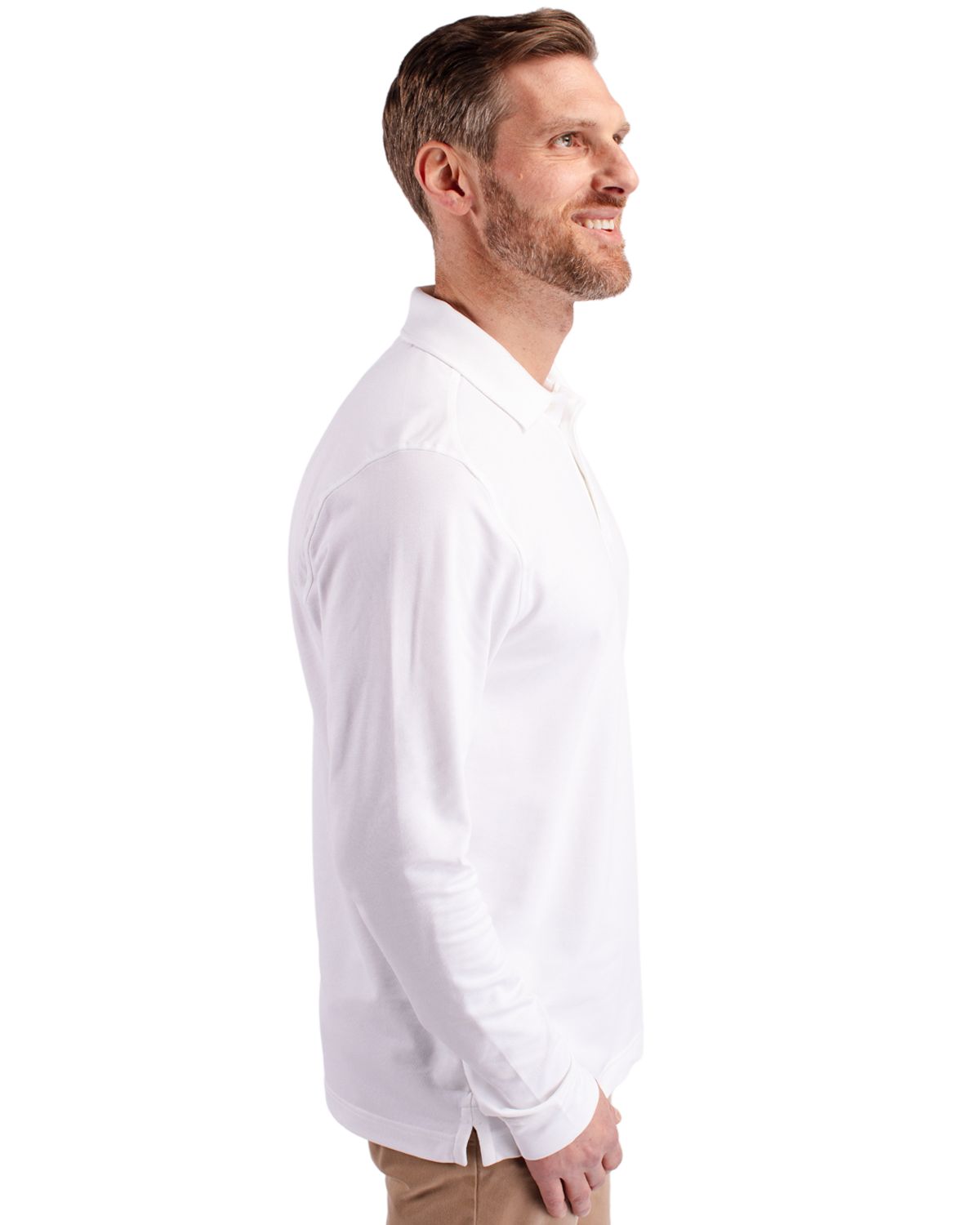 Cutter & Buck Advantage Epic Confidence Recycled Tri-Blend Pique Mens Long Sleeve Polo