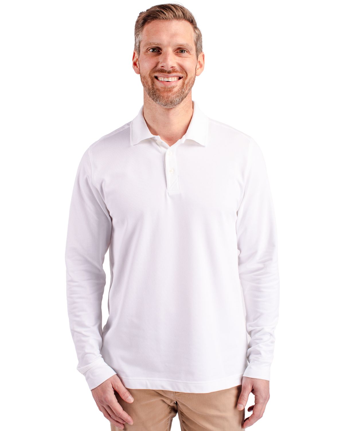 Cutter & Buck Advantage Epic Confidence Recycled Tri-Blend Pique Mens Big & Tall Long Sleeve Polo