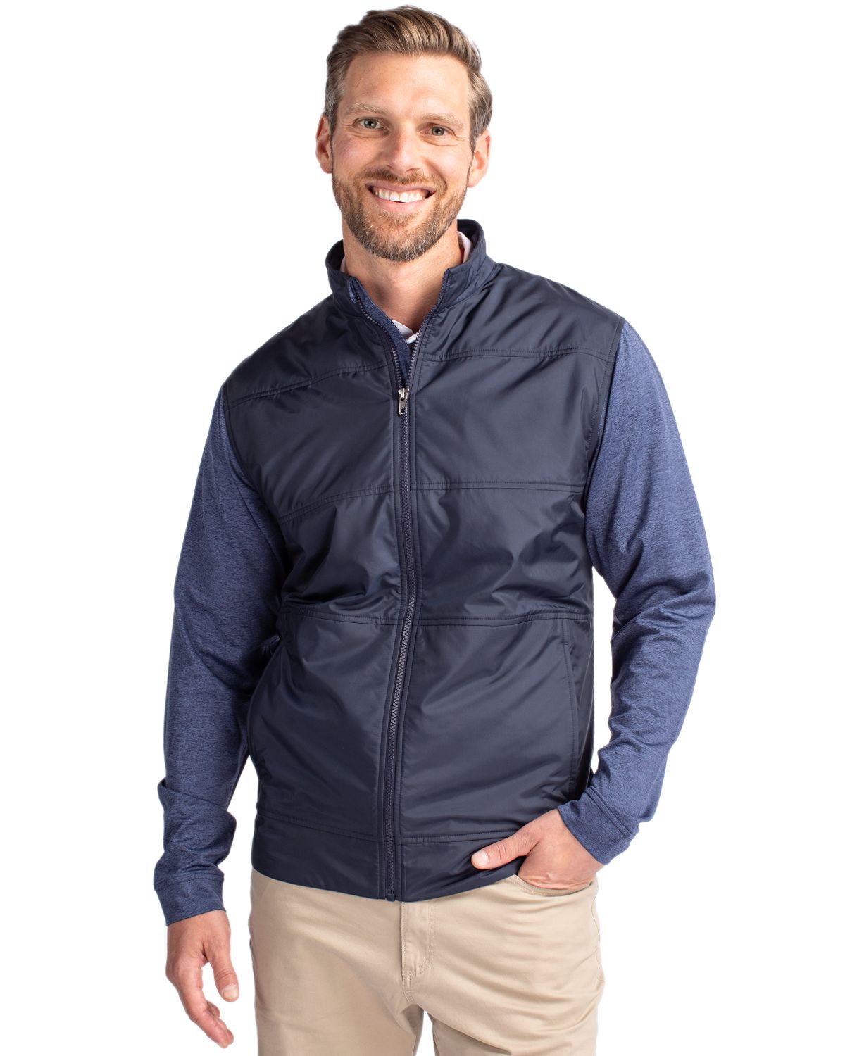 Cutter & Buck Stealth Recycled Hybrid Quilted Mens Big & Tall Windbreaker Jacket