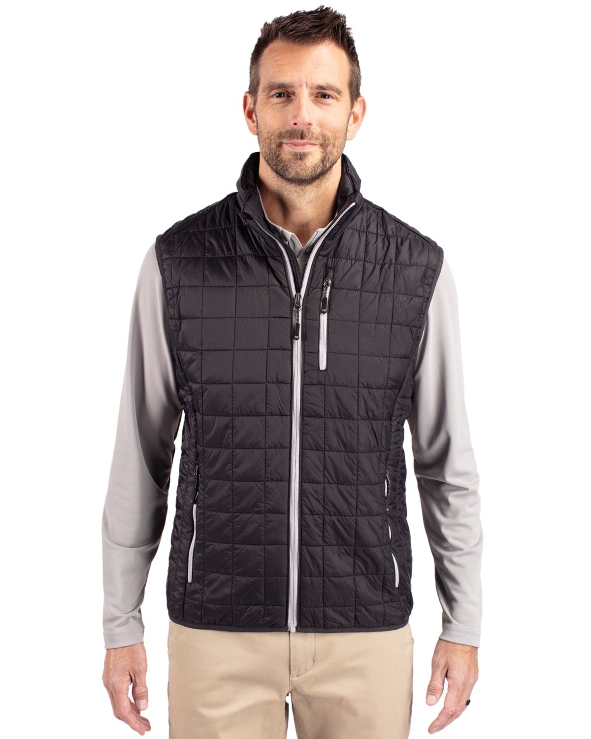 Cutter & Buck Rainier Recycled Insulated Puffer Mens Big & Tall Full Zip Vest