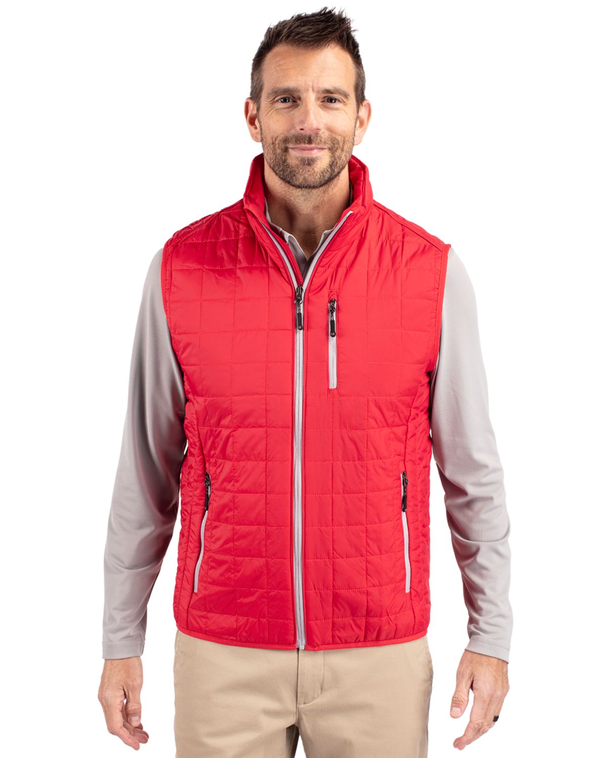 Cutter & Buck Rainier Recycled Insulated Puffer Mens Big & Tall Full Zip Vest
