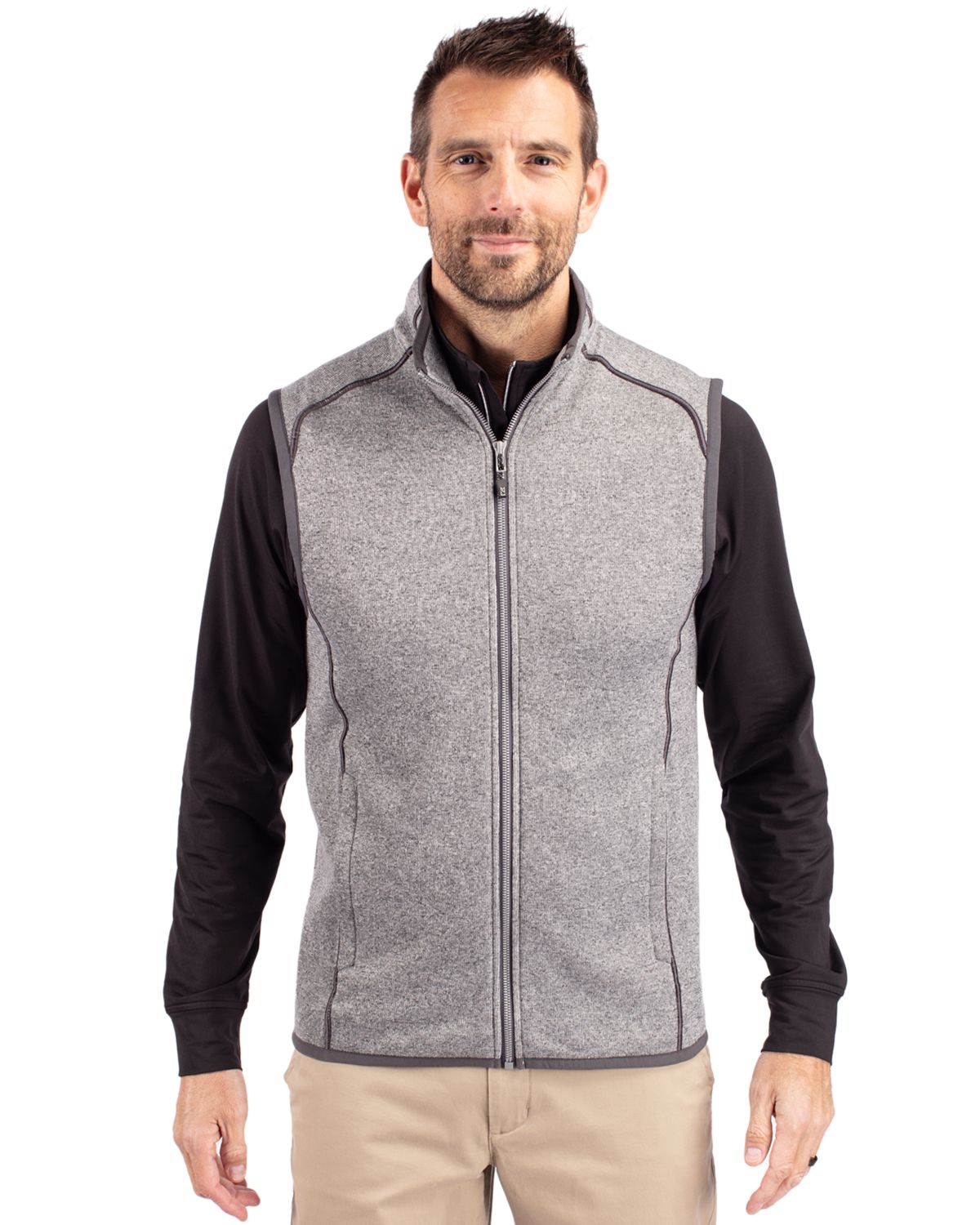 Cutter & Buck Mainsail Sweater-Knit Mens Full Zip Vest