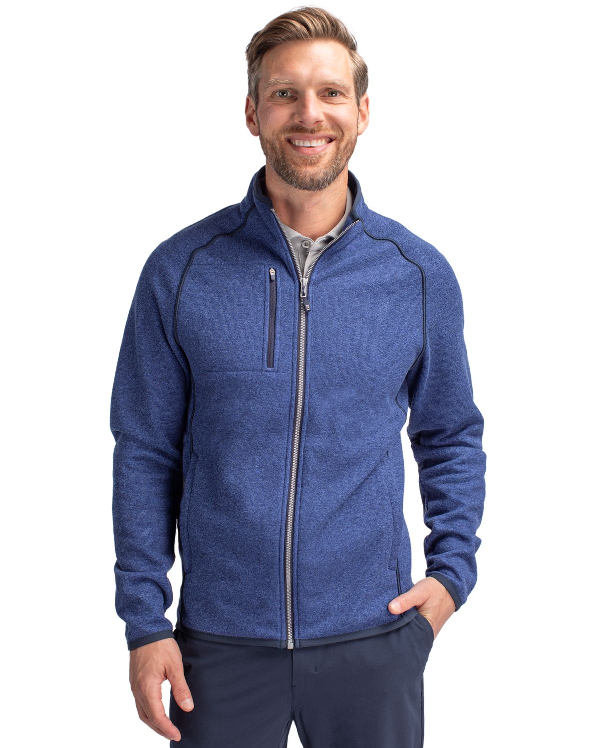 Cutter & Buck Mainsail Sweater Knit Full Zip Jacket - Men's