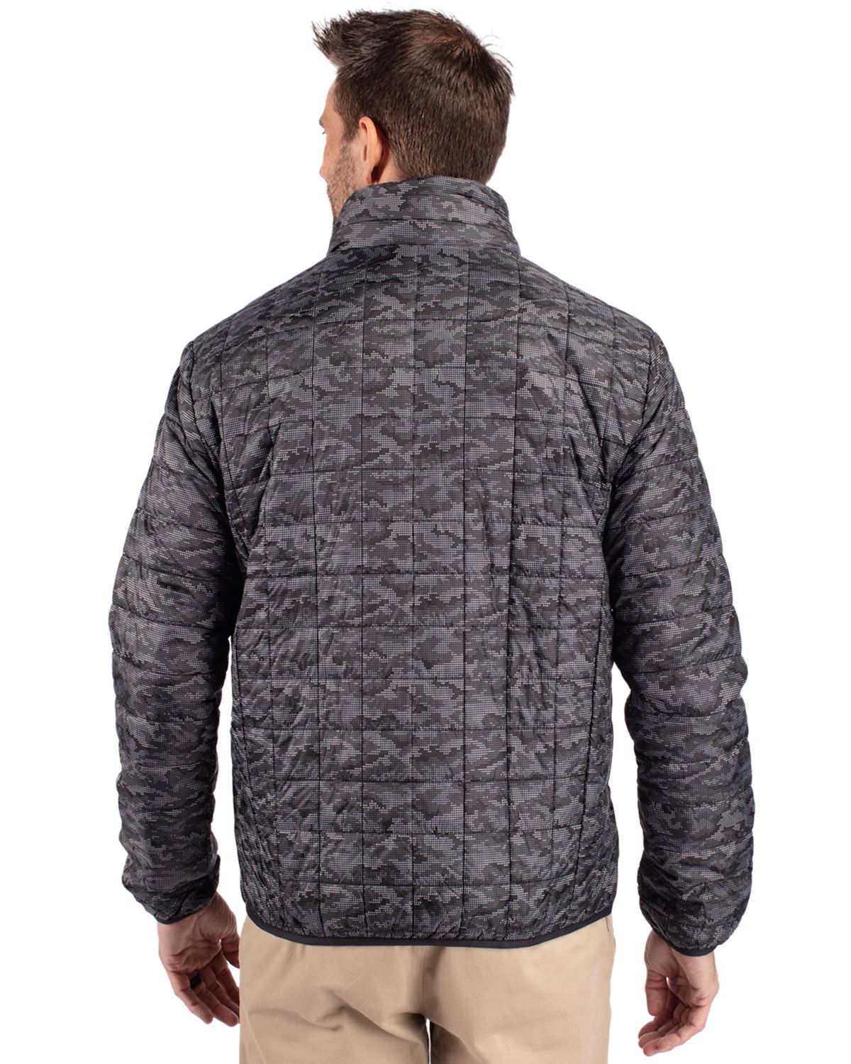 Cutter & Buck Rainier Recycled Insulated Printed Puffer Mens Full Zip Jacket