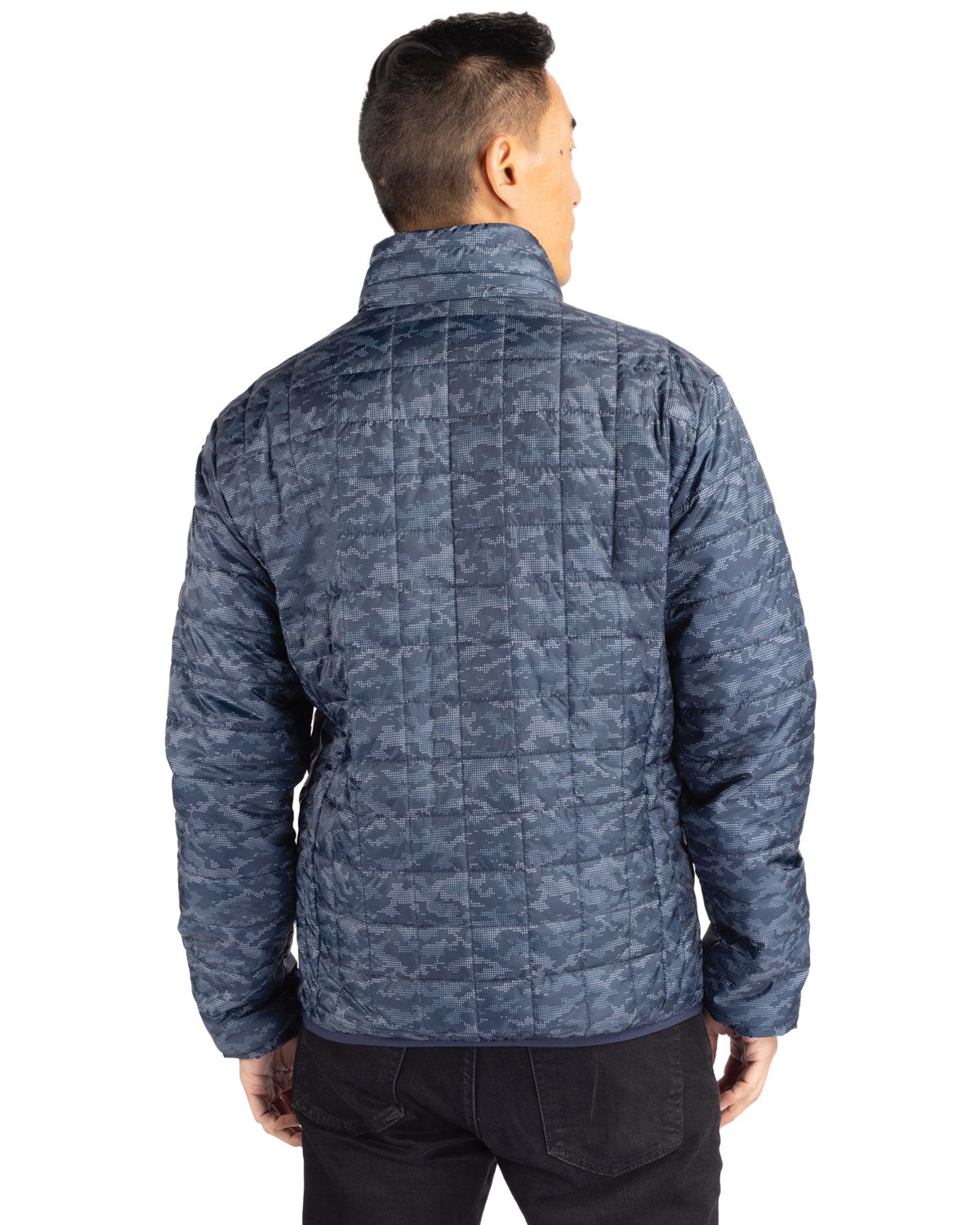 Cutter & Buck Rainier Recycled Insulated Printed Puffer Mens Full Zip Jacket