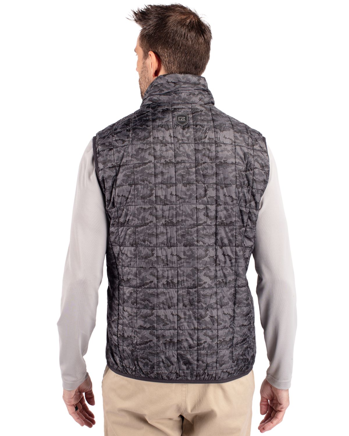 Cutter & Buck Rainier Recycled Insulated Printed Puffer Mens Full Zip Vest