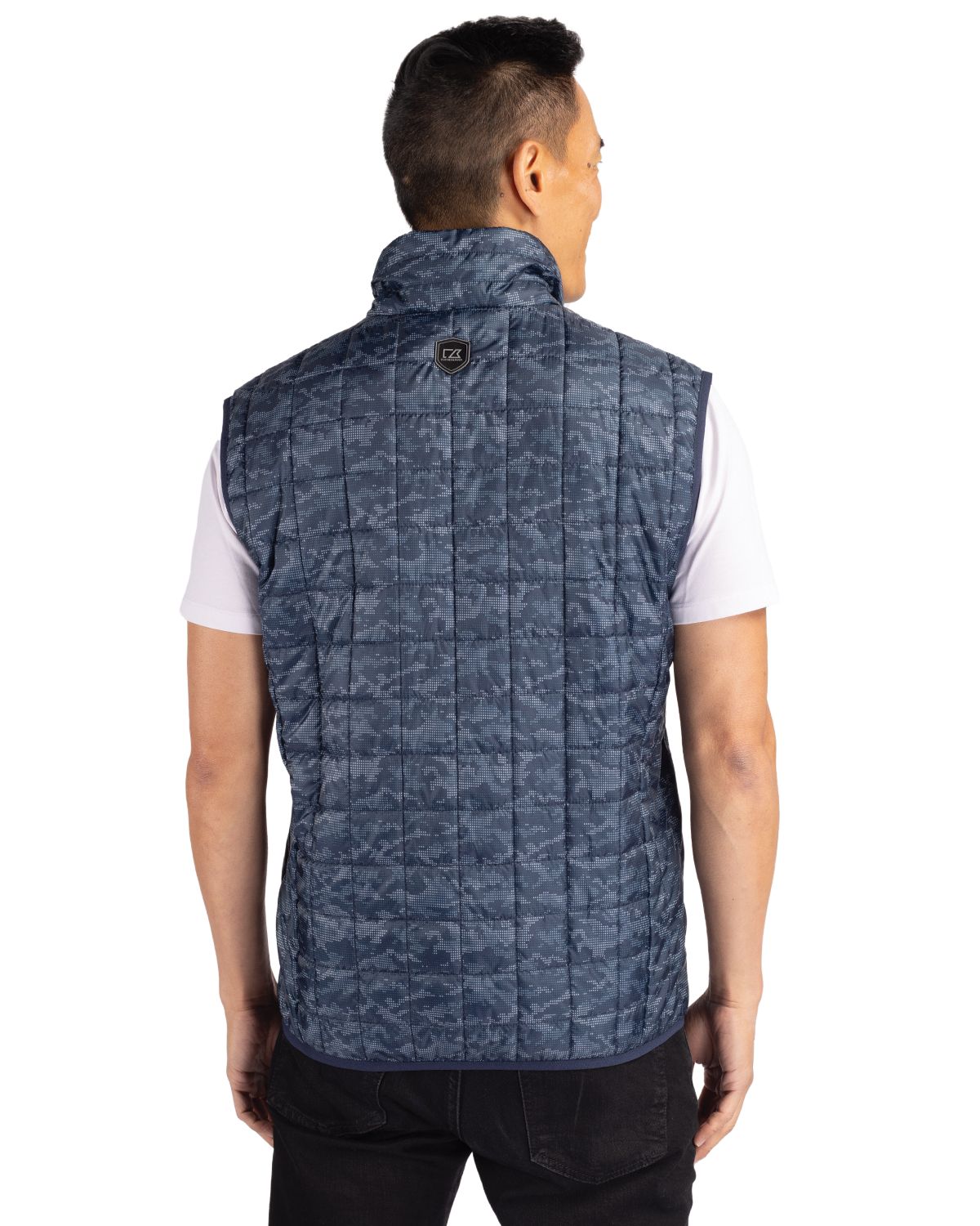 Cutter & Buck Rainier Recycled Insulated Printed Puffer Mens Full Zip Vest
