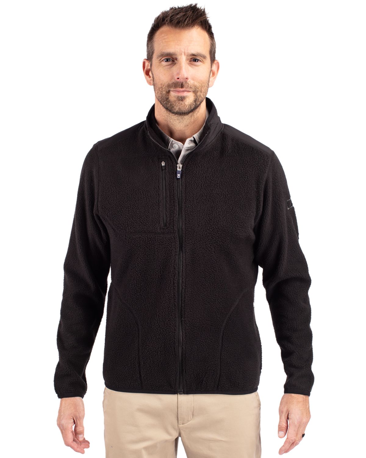Cutter & Buck Cascade Epic Comfort Recycled Sherpa Fleece Mens Big & Tall Full Zip Jacket