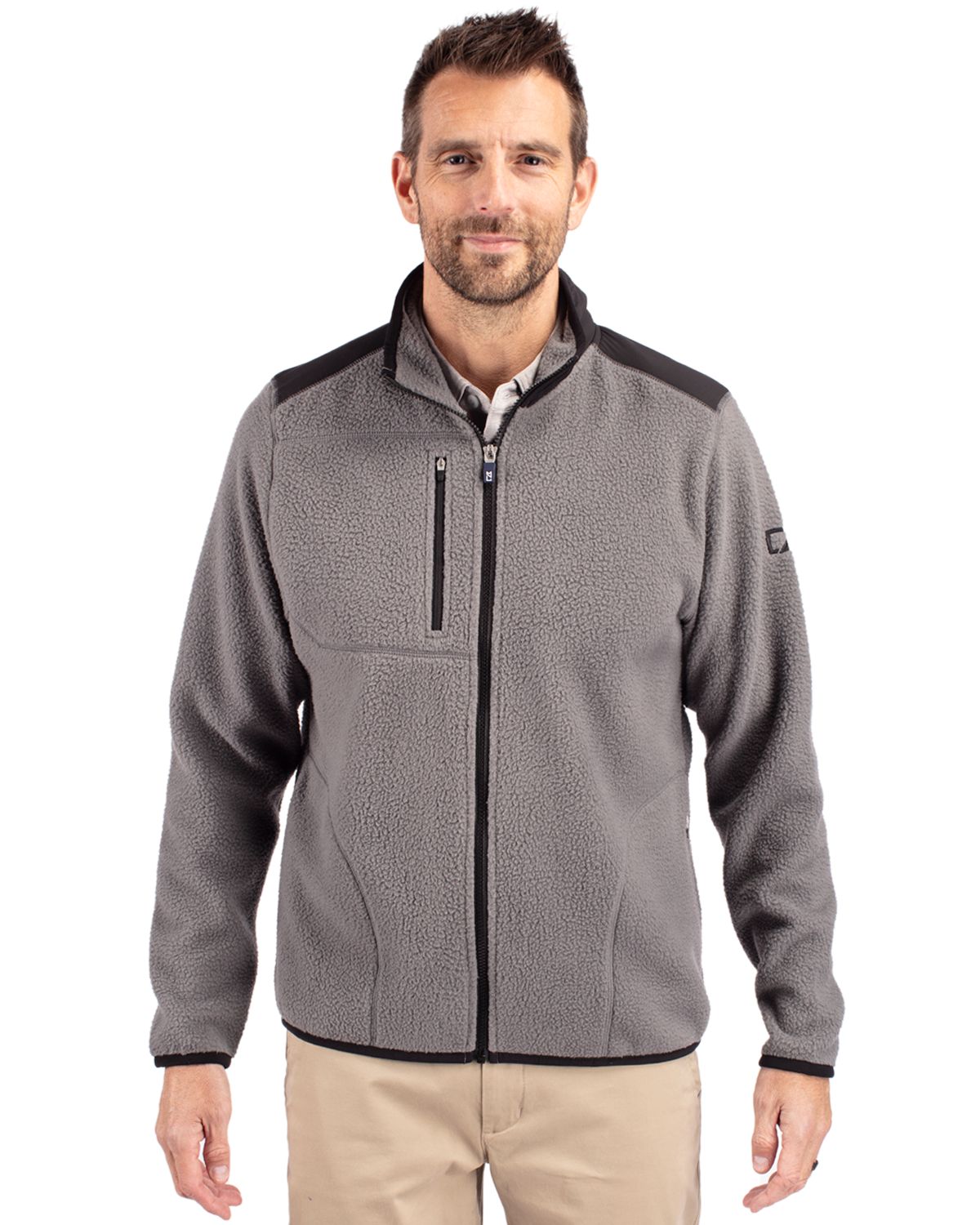 Cutter & Buck Cascade Epic Comfort Recycled Sherpa Fleece Mens Full Zip Jacket