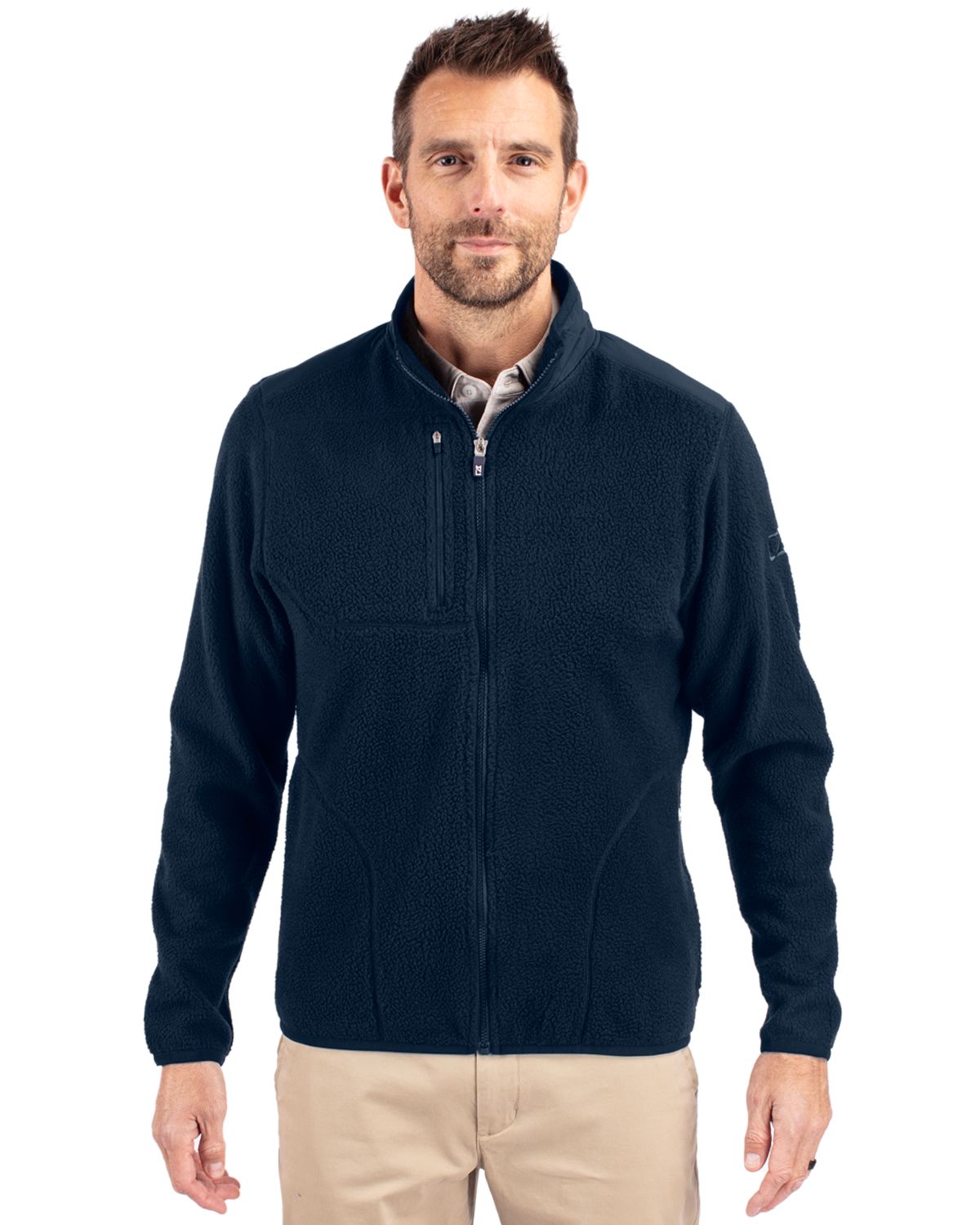 Cutter & Buck Cascade Epic Comfort Recycled Sherpa Fleece Mens Big & Tall Full Zip Jacket