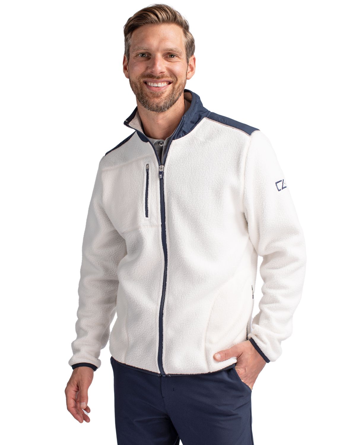 Cutter & Buck Cascade Epic Comfort Recycled Sherpa Fleece Mens Big & Tall Full Zip Jacket