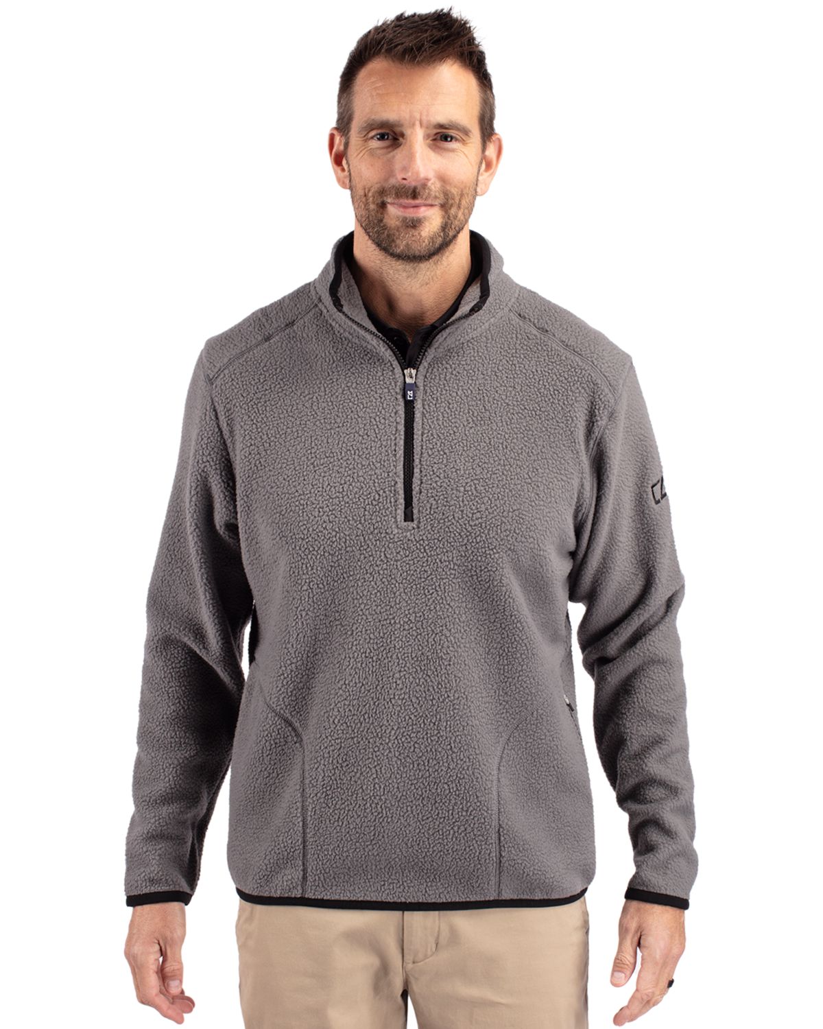 Cutter & Buck Cascade Epic Comfort Recycled Sherpa Fleece Mens Quarter Zip Jacket