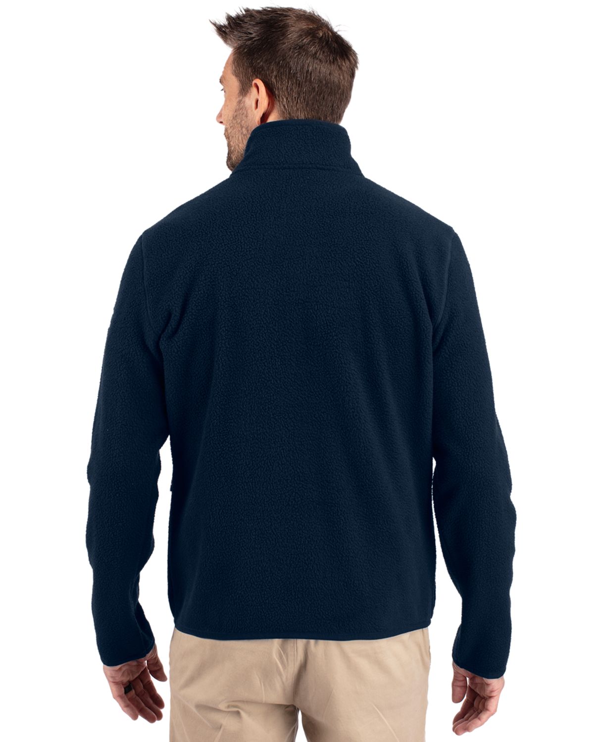 Cutter & Buck Cascade Epic Comfort Recycled Sherpa Fleece Mens Big & Tall Quarter Zip Jacket