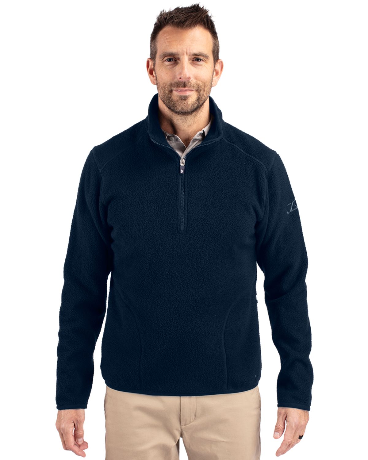 Cutter & Buck Cascade Epic Comfort Recycled Sherpa Fleece Mens Big & Tall Quarter Zip Jacket