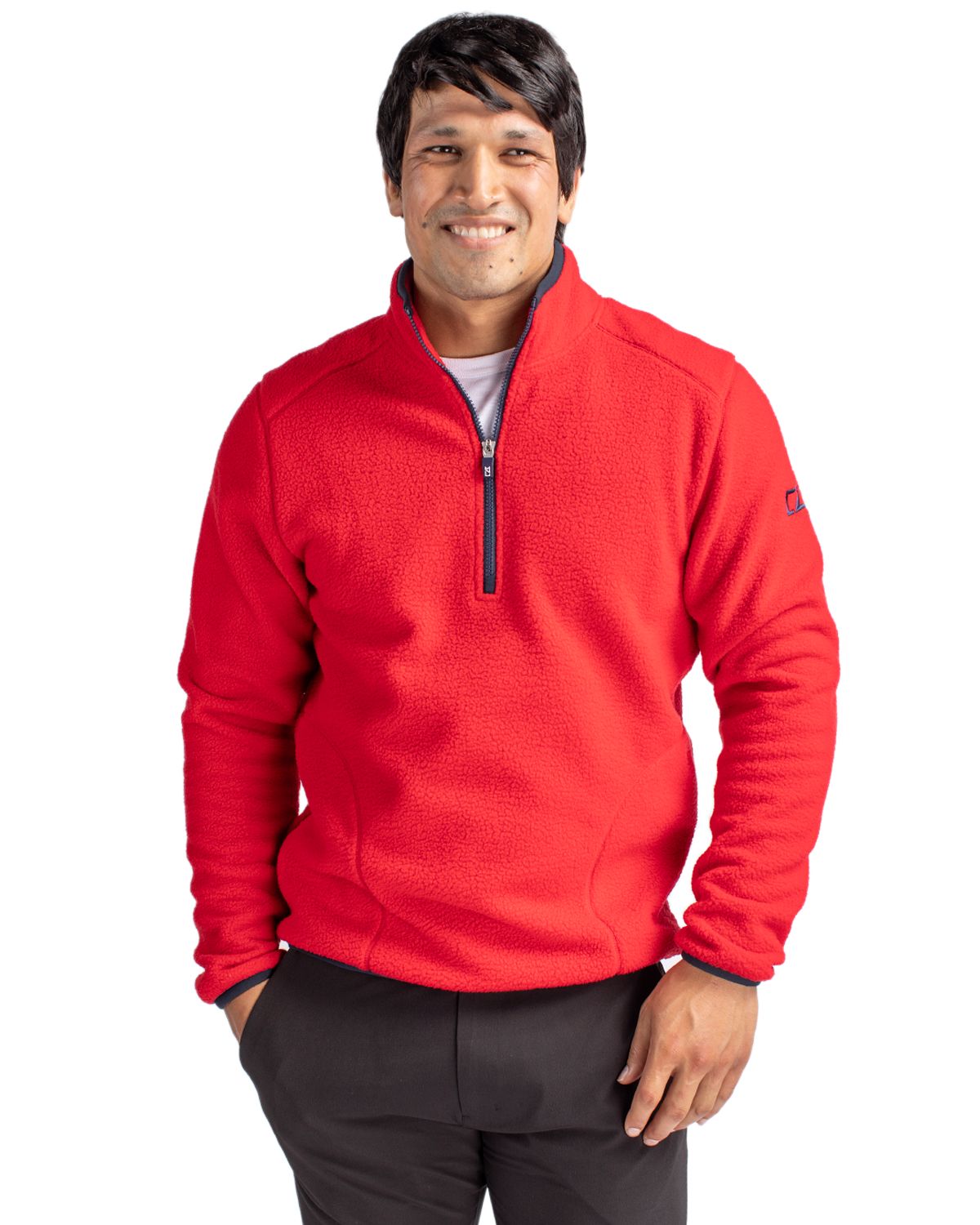 Cutter & Buck Cascade Epic Comfort Recycled Sherpa Fleece Mens Quarter Zip Jacket