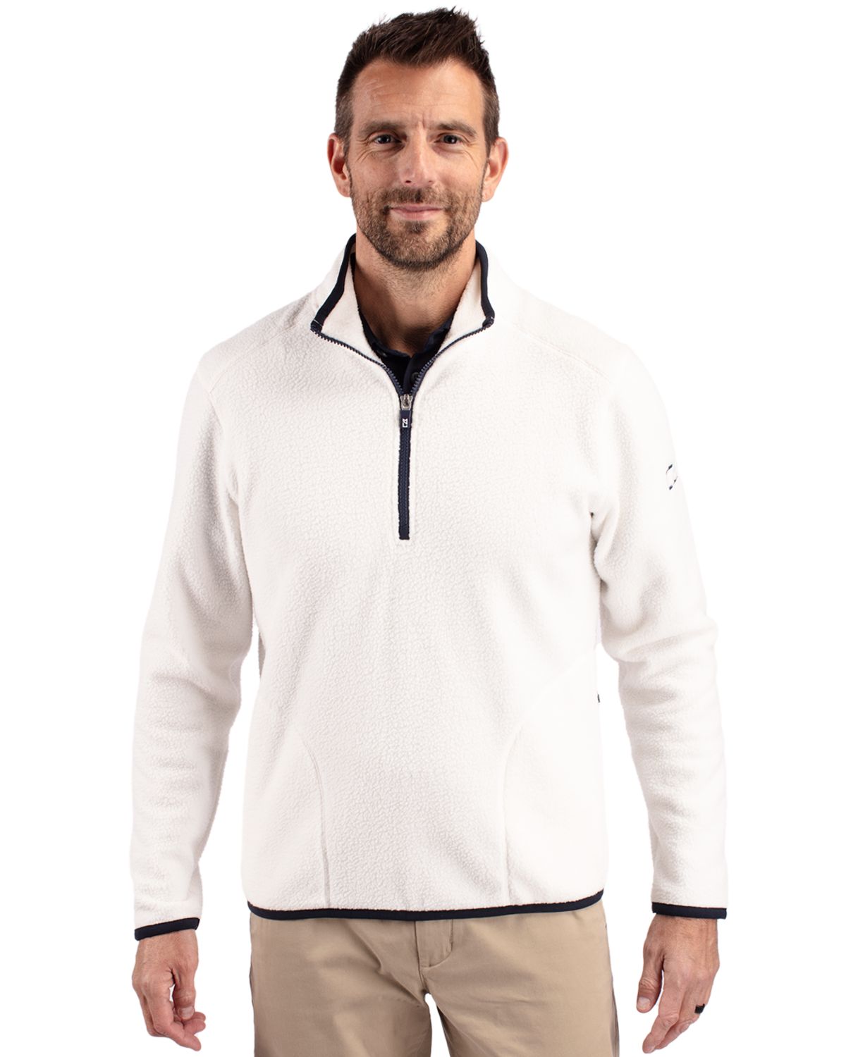 Cutter & Buck Cascade Epic Comfort Recycled Sherpa Fleece Mens Quarter Zip Jacket