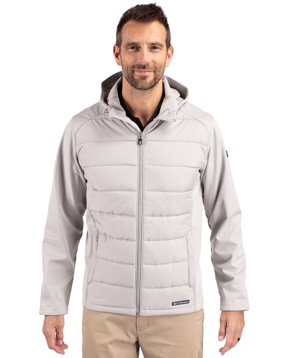Cutter & Buck Evoke Epic Versatility Recycled Hybrid Softshell Mens Full Zip Hooded Jacket