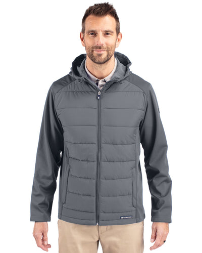 Cutter & Buck Evoke Epic Versatility Recycled Hybrid Softshell Mens Big & Tall Full Zip Hooded Jacket