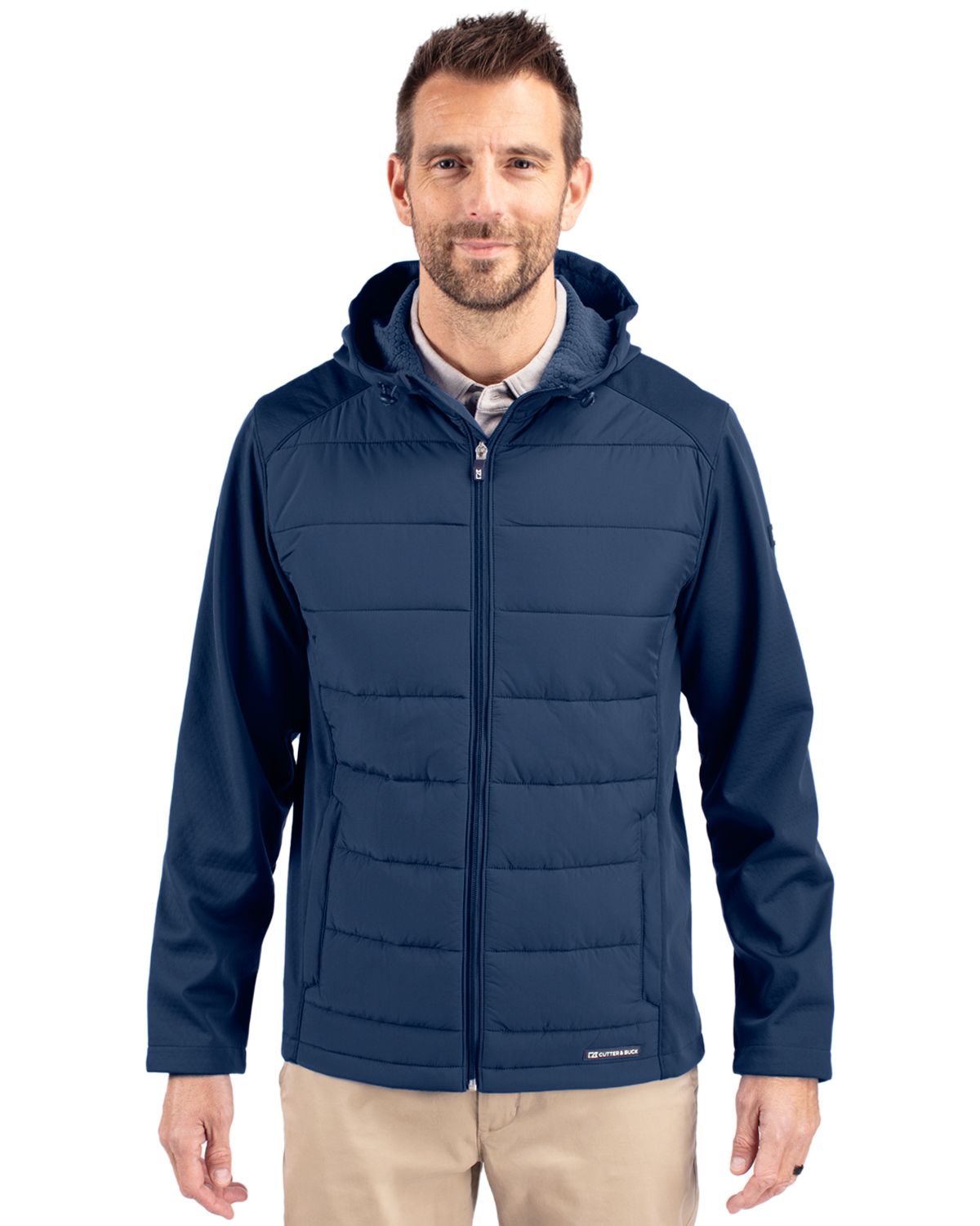 Cutter & Buck Evoke Epic Versatility Recycled Hybrid Softshell Mens Big & Tall Full Zip Hooded Jacket